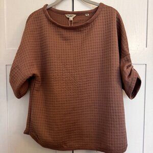 Ruched Elbow Sleeve Waffle Knit Top in Mauve Pink – Cozy Chic Style